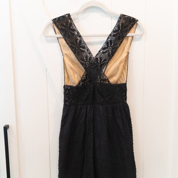 Beaded Black Ingwa Melero Cross Strap Cocktail Dress - Picture 7 of 9